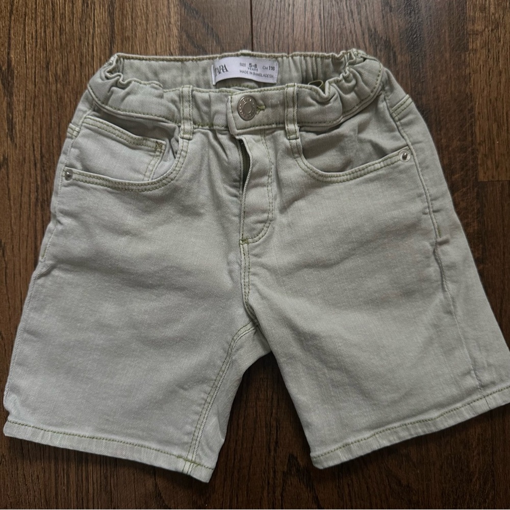 Zara light green denim shorts